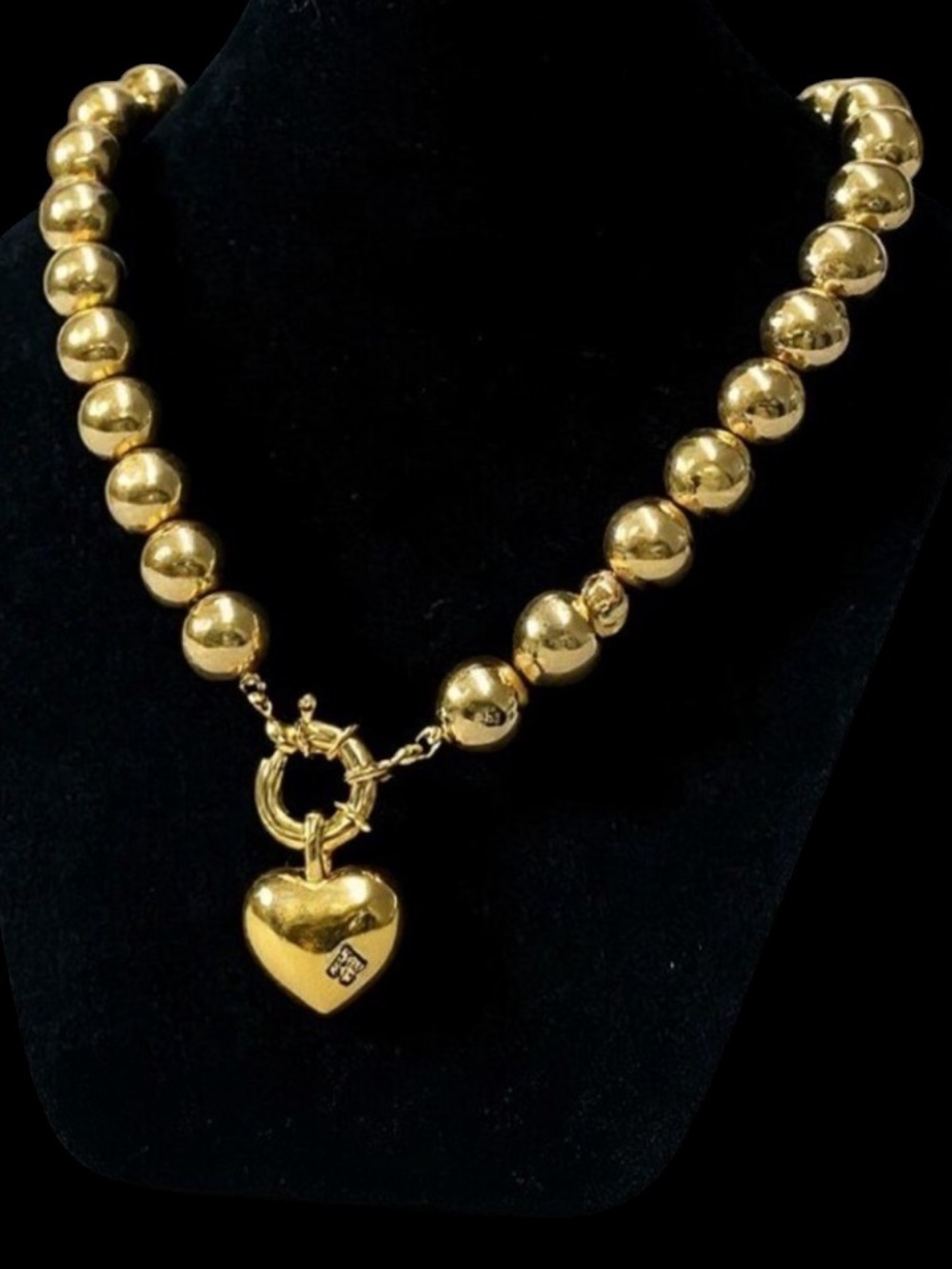 Givenchy Vintage Gold Plated Beaded Heart Charm Necklace - Women Jewelry